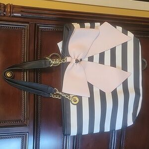 Betsey Johnson striped bow tote